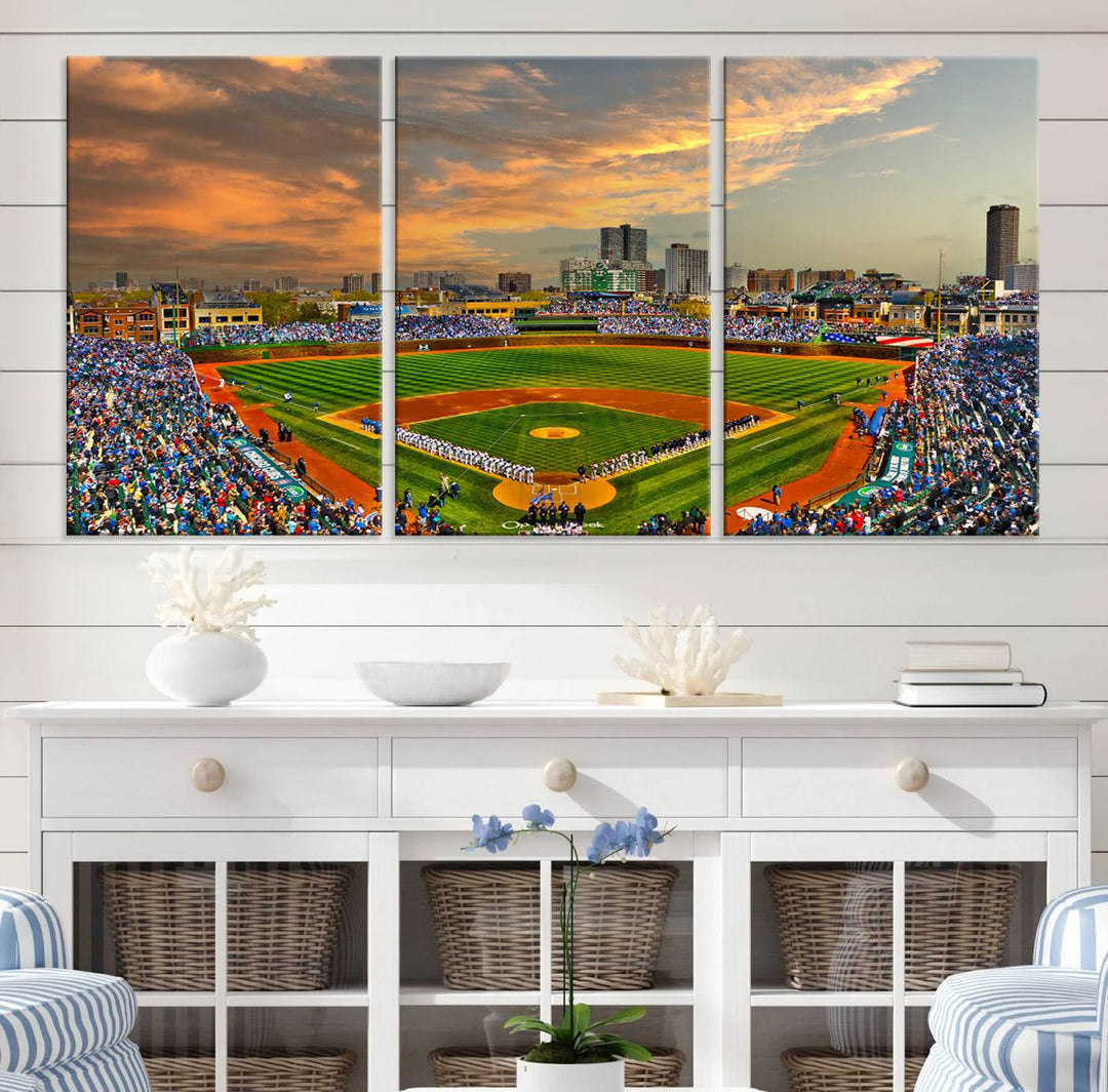 Wrigley Field Stadium Wall Art Canvas Print - Framed Wall Art - Ready to Hang