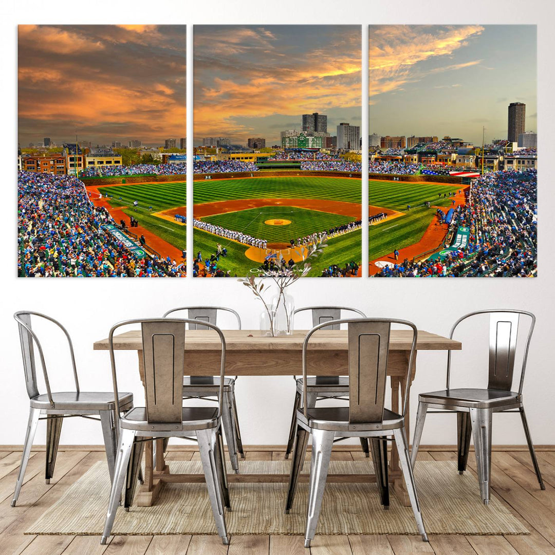 Wrigley Field Stadium Wall Art Canvas Print - Framed Wall Art - Ready to Hang