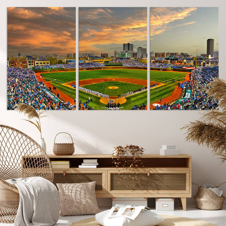 Wrigley Field Stadium Wall Art Canvas Print - Framed Wall Art - Ready to Hang