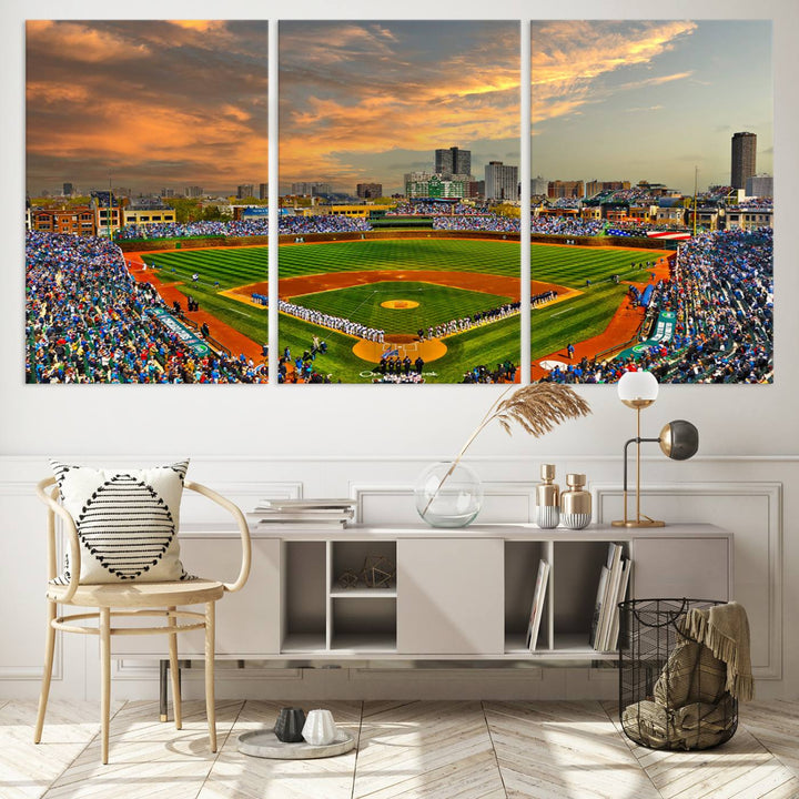 Wrigley Field Stadium Wall Art Canvas Print - Framed Wall Art - Ready to Hang