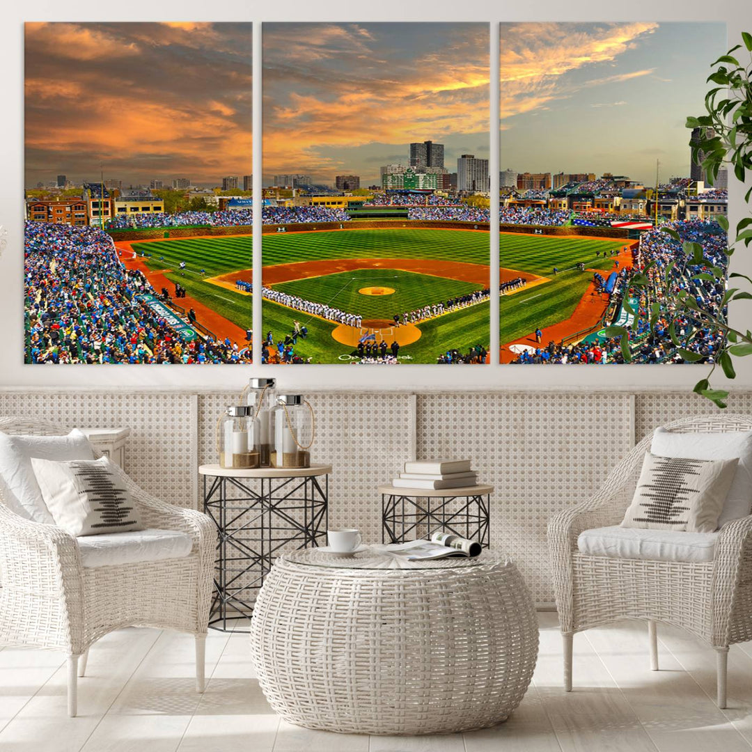 Wrigley Field Stadium Wall Art Canvas Print - Framed Wall Art - Ready to Hang