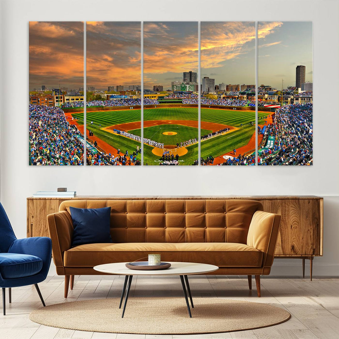 Wrigley Field Stadium Wall Art Canvas Print - Framed Wall Art - Ready to Hang