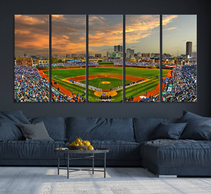 Wrigley Field Stadium Wall Art Canvas Print - Framed Wall Art - Ready to Hang