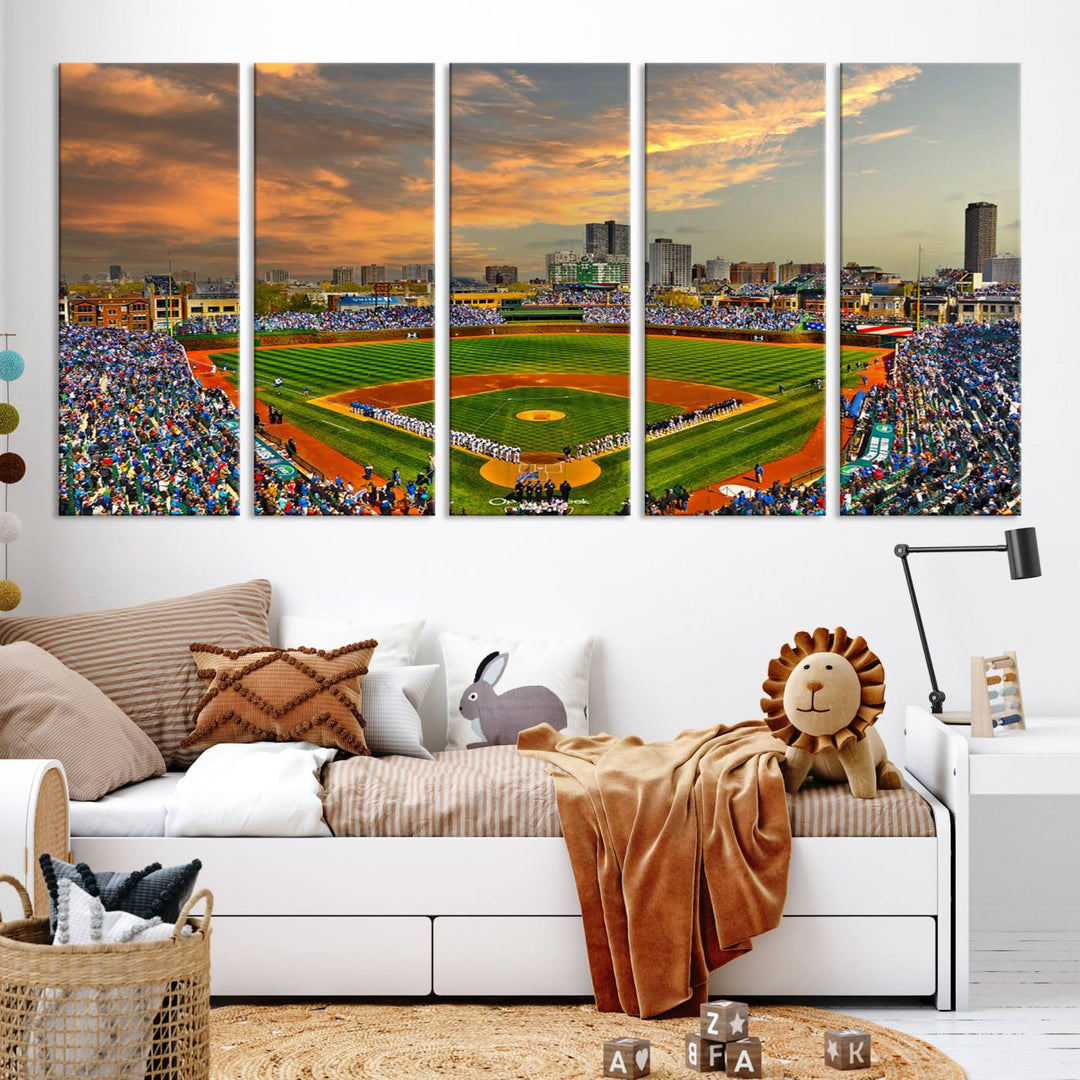 Wrigley Field Stadium Wall Art Canvas Print - Framed Wall Art - Ready to Hang