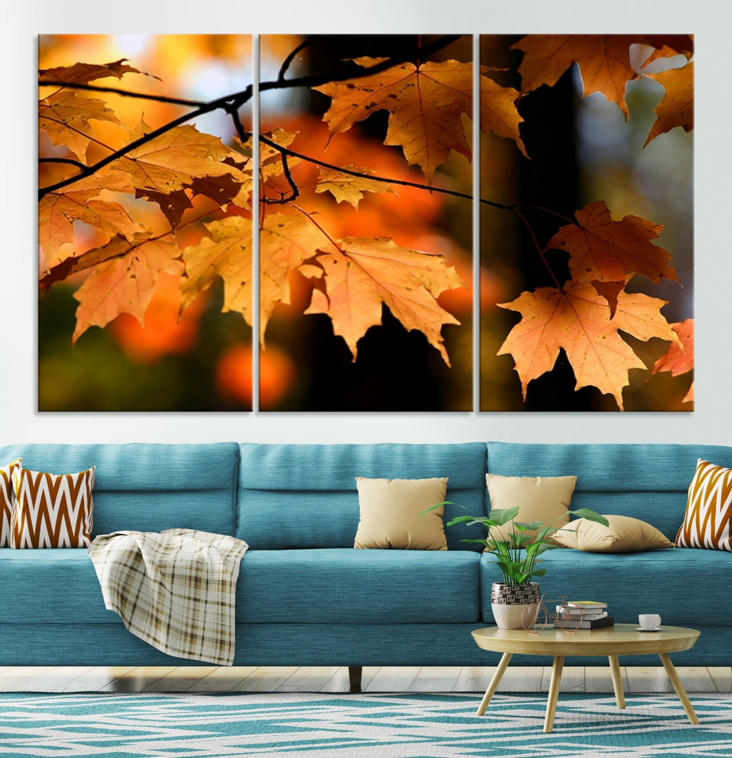 Yellow Leaves Autumn Tree Fall Large Wall Art Canvas Print