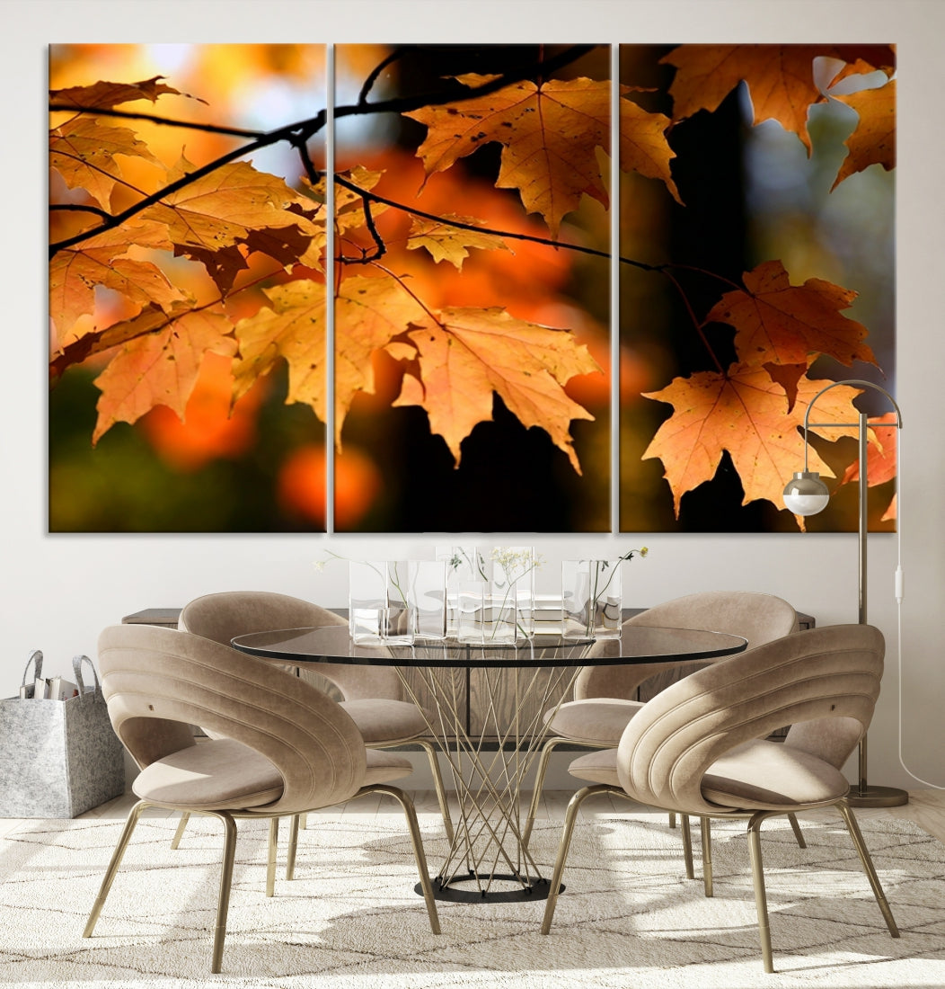 Yellow Leaves Autumn Tree Fall Large Wall Art Canvas Print