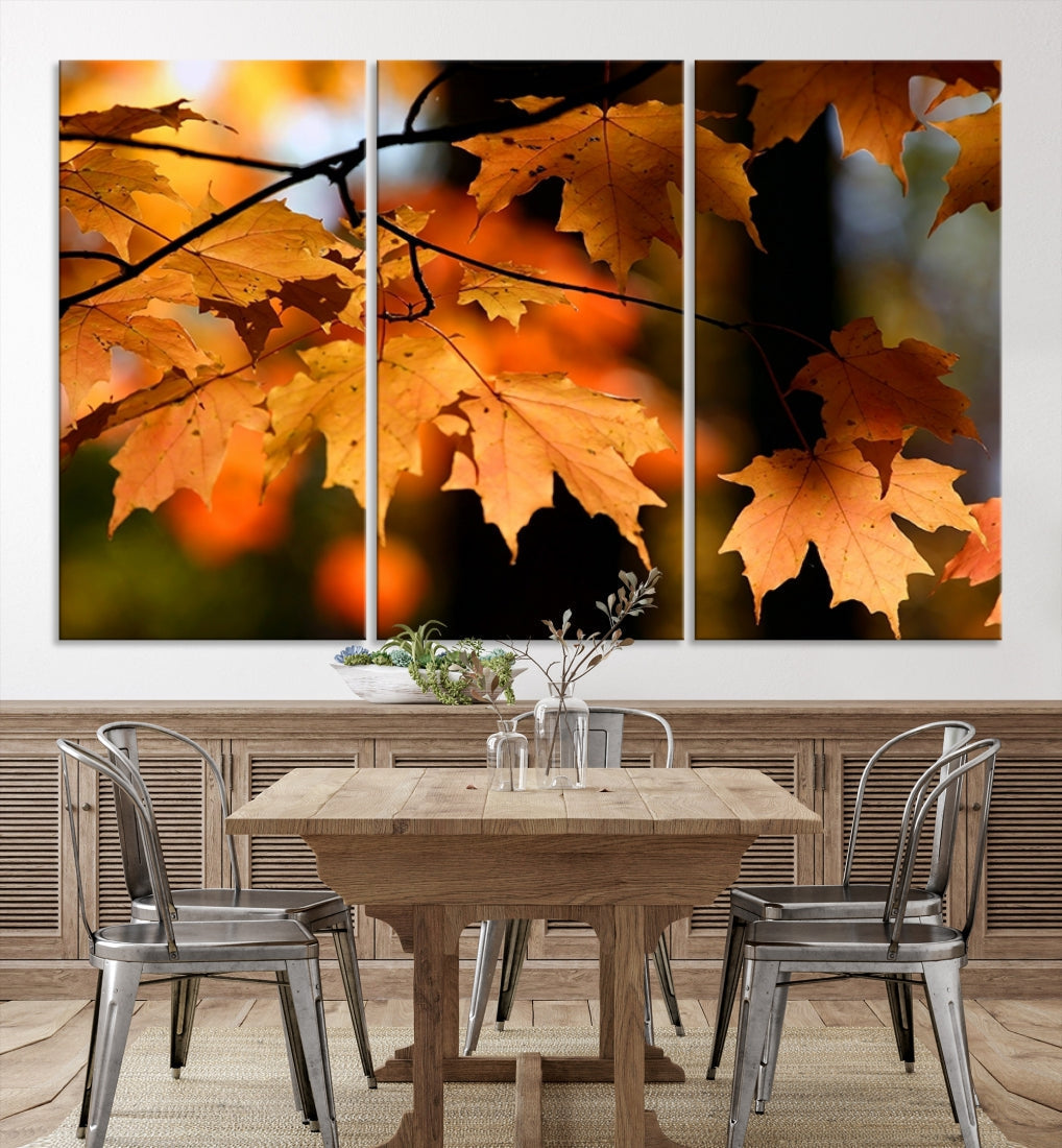 Yellow Leaves Autumn Tree Fall Large Wall Art Canvas Print