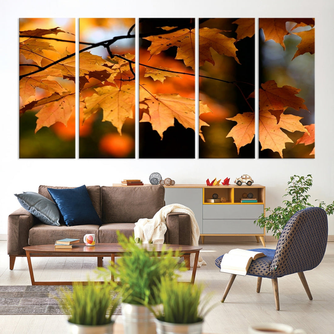 Yellow Leaves Autumn Tree Fall Large Wall Art Canvas Print