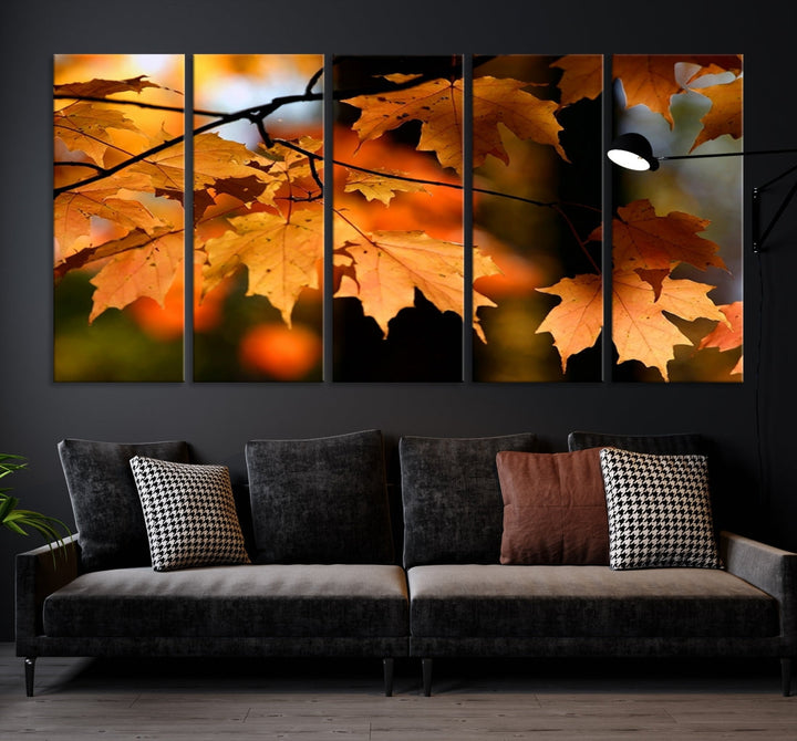 Yellow Leaves Autumn Tree Fall Large Wall Art Canvas Print