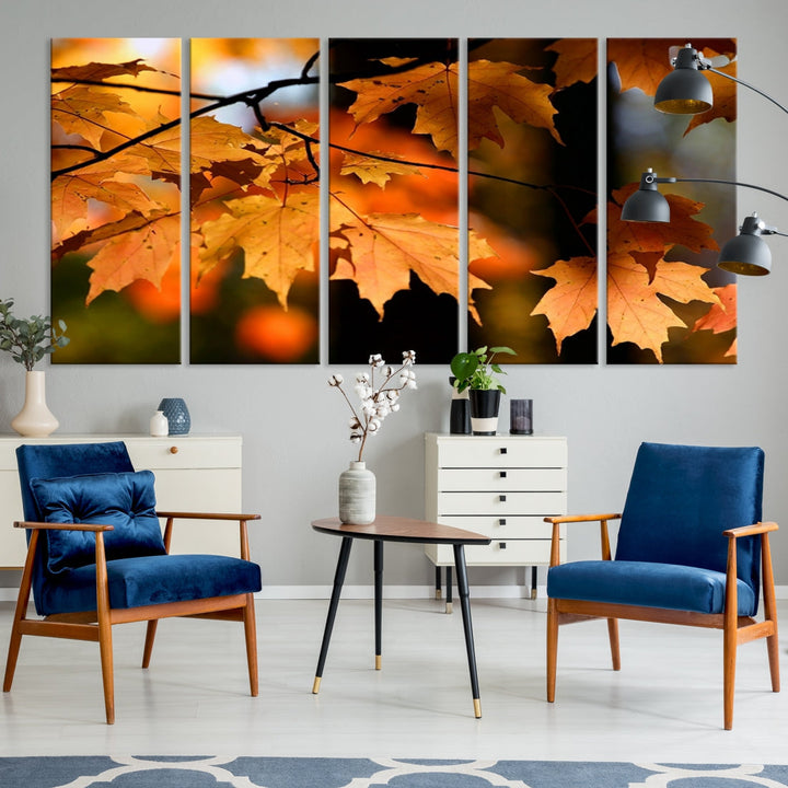 Yellow Leaves Autumn Tree Fall Large Wall Art Canvas Print