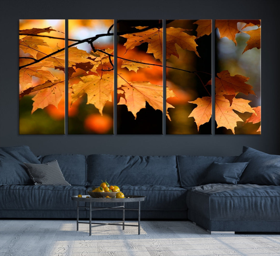 Yellow Leaves Autumn Tree Fall Large Wall Art Canvas Print