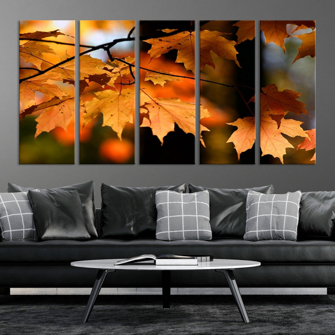 Yellow Leaves Autumn Tree Fall Large Wall Art Canvas Print