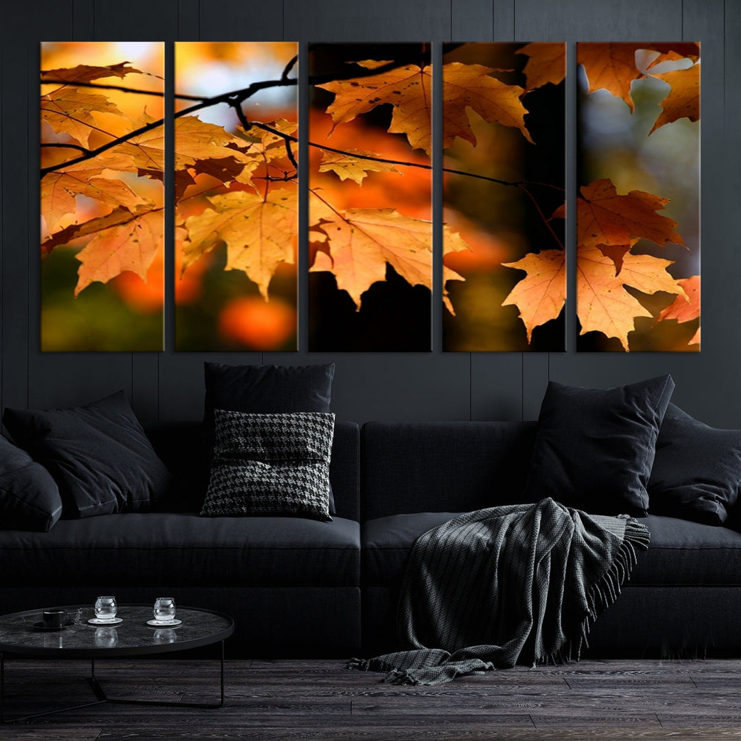 Yellow Leaves Autumn Tree Fall Large Wall Art Canvas Print