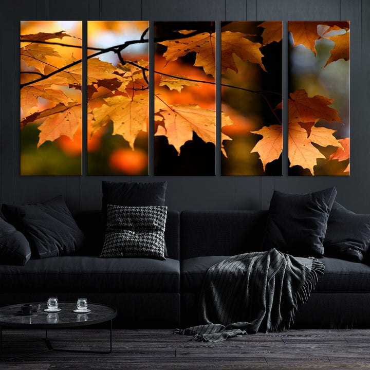 Yellow Leaves Autumn Tree Fall Large Wall Art Canvas Print