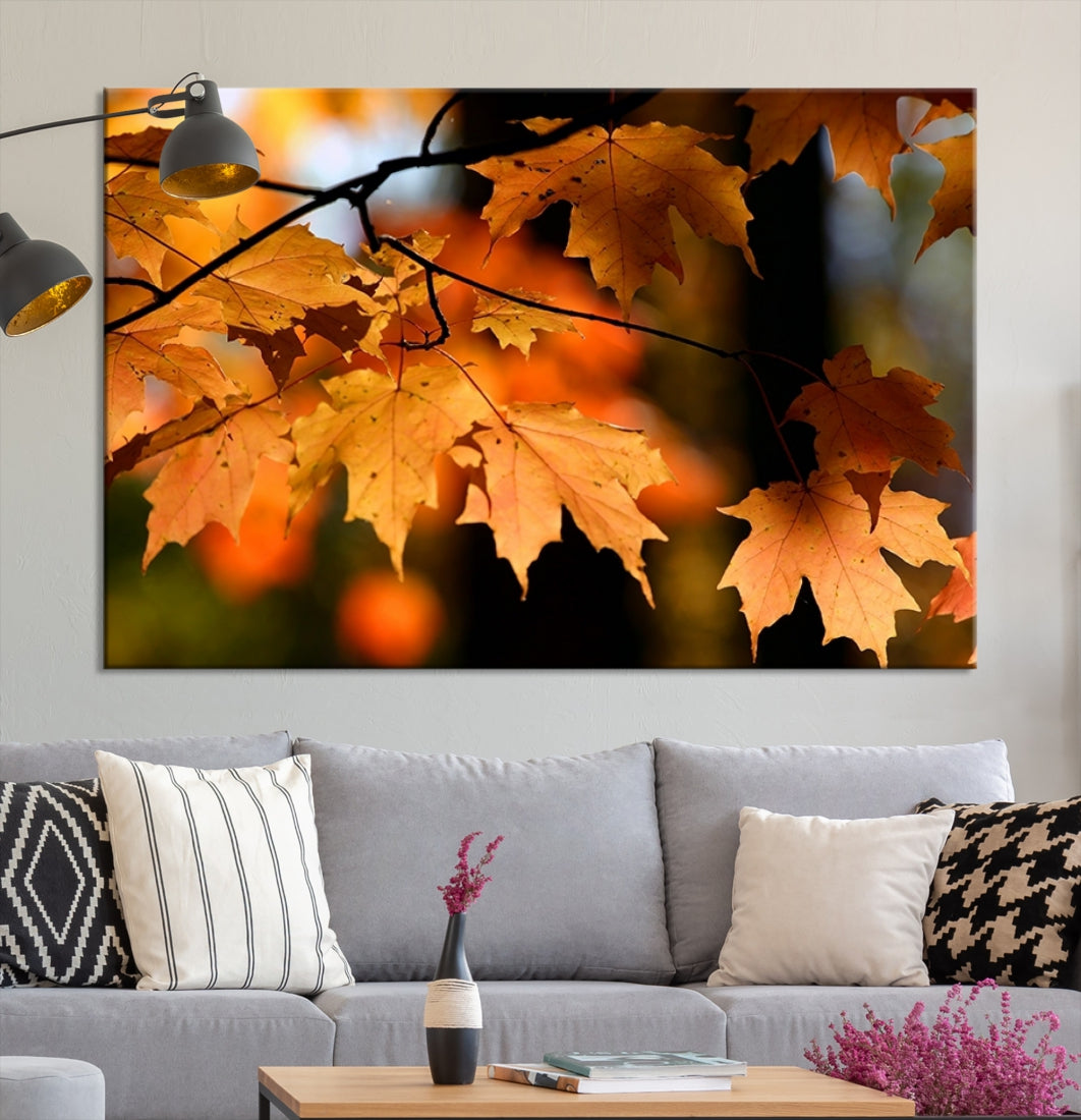 Yellow Leaves Autumn Tree Fall Large Wall Art Canvas Print