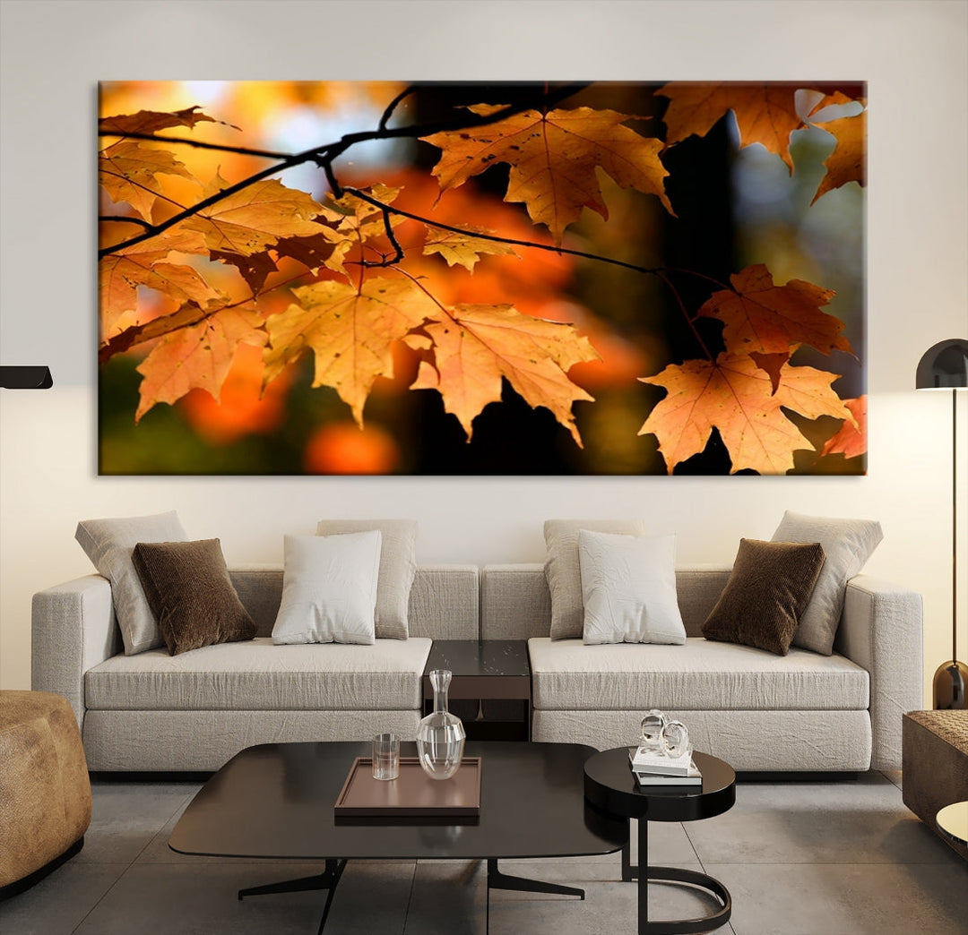 Yellow Leaves Autumn Tree Fall Large Wall Art Canvas Print