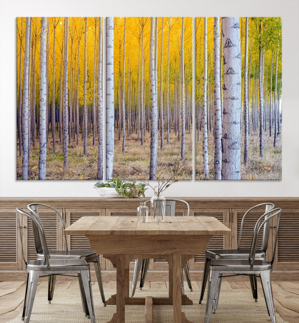 Yellow Trees Autumn Forest Landscape Fall Nature Wall Art Canvas Print