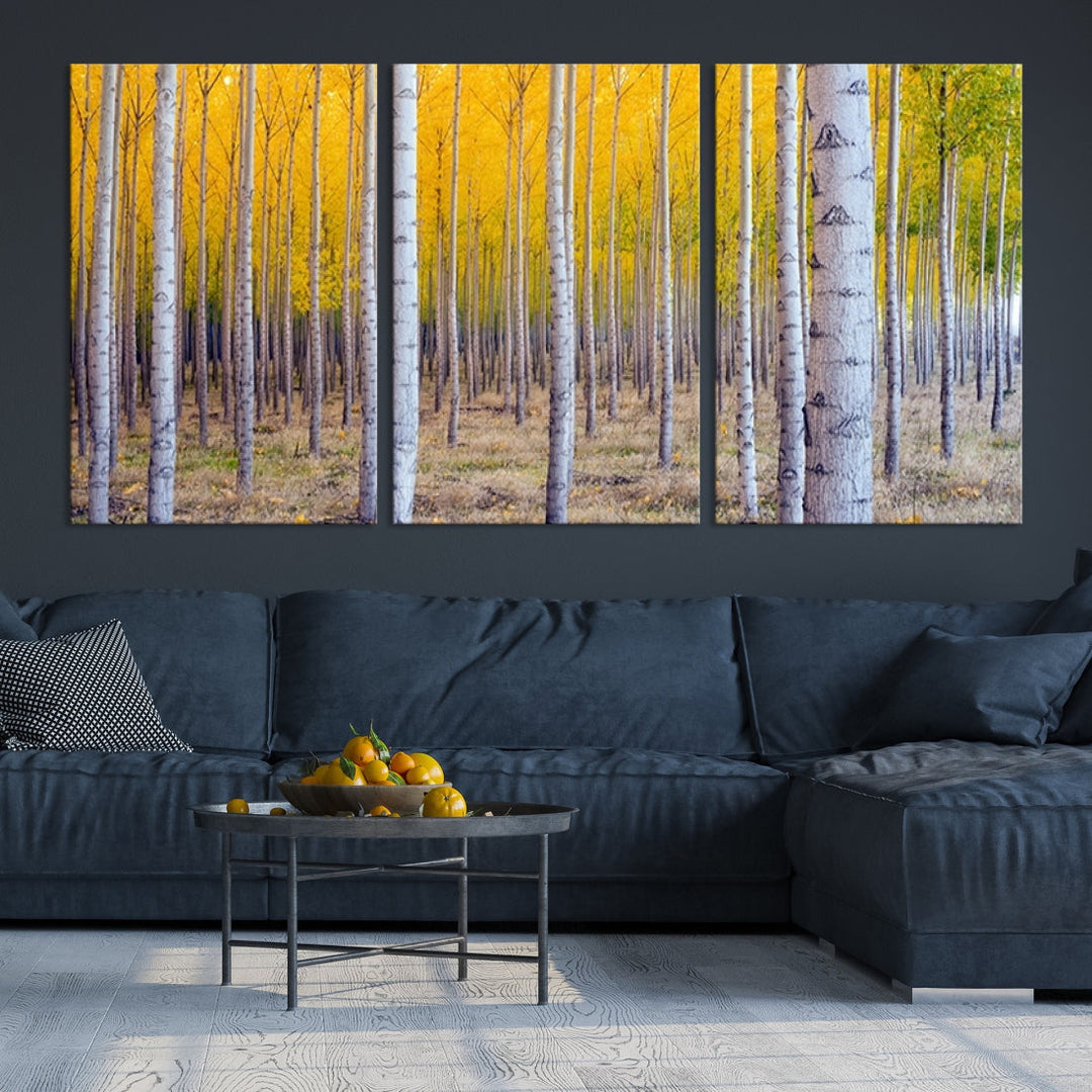 Yellow Trees Autumn Forest Landscape Fall Nature Wall Art Canvas Print