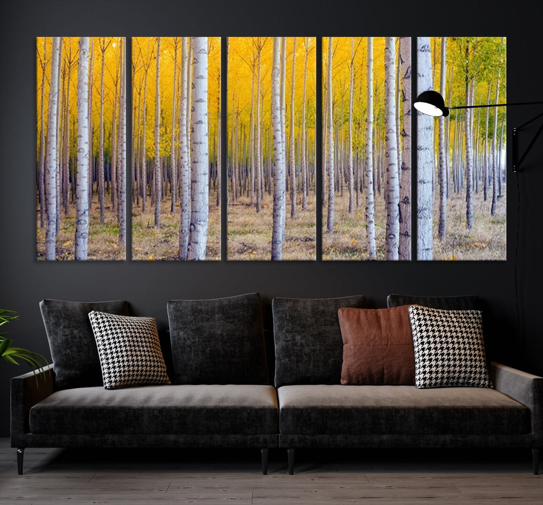 Yellow Trees Autumn Forest Landscape Fall Nature Wall Art Canvas Print