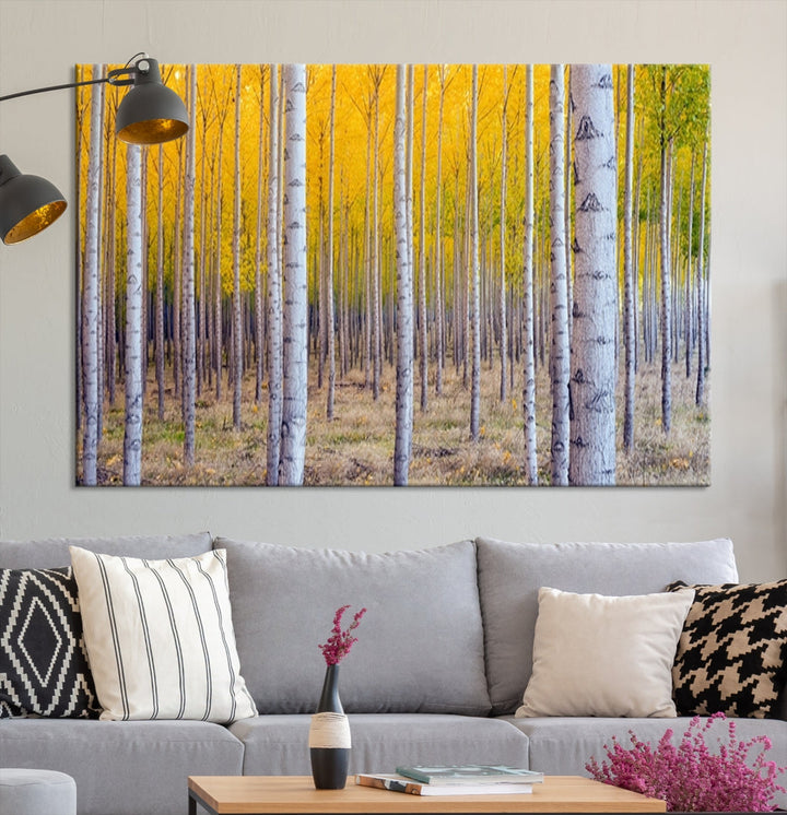 Yellow Trees Autumn Forest Landscape Fall Nature Wall Art Canvas Print