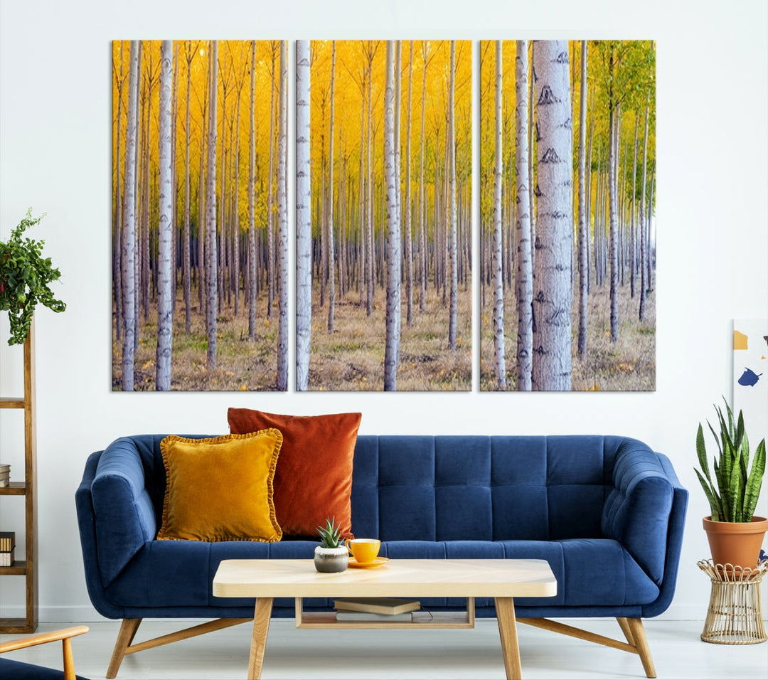 Yellow Trees Autumn Forest Landscape Fall Nature Wall Art Canvas Print