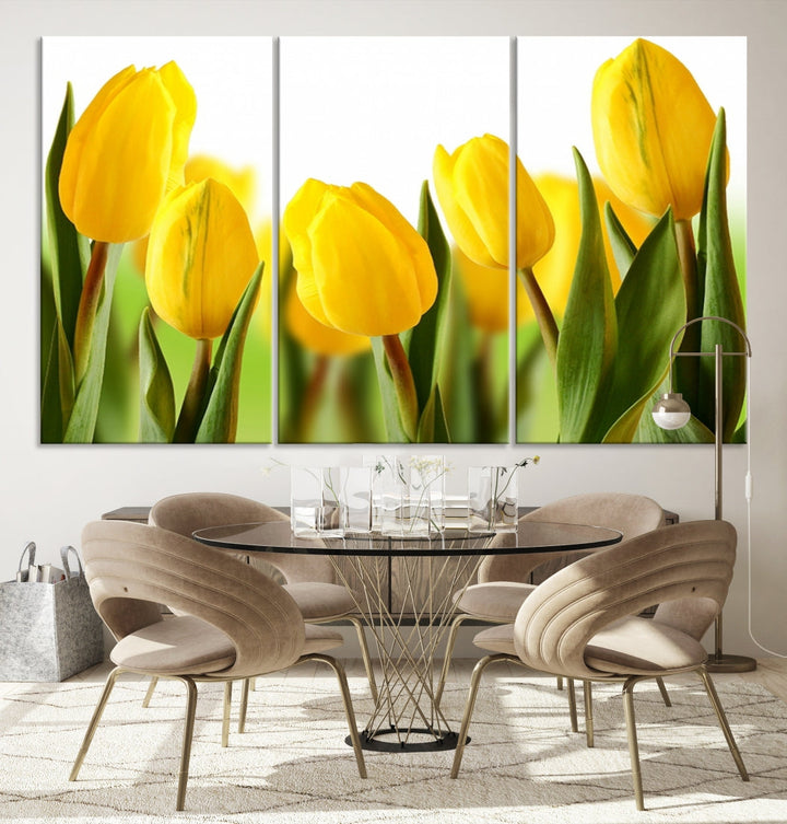 Yellow Tulips Framed Canvas Wall Art Giclee Print