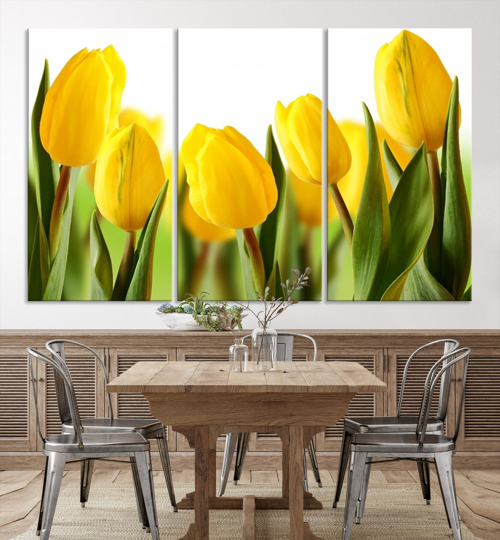 Yellow Tulips Framed Canvas Wall Art Giclee Print