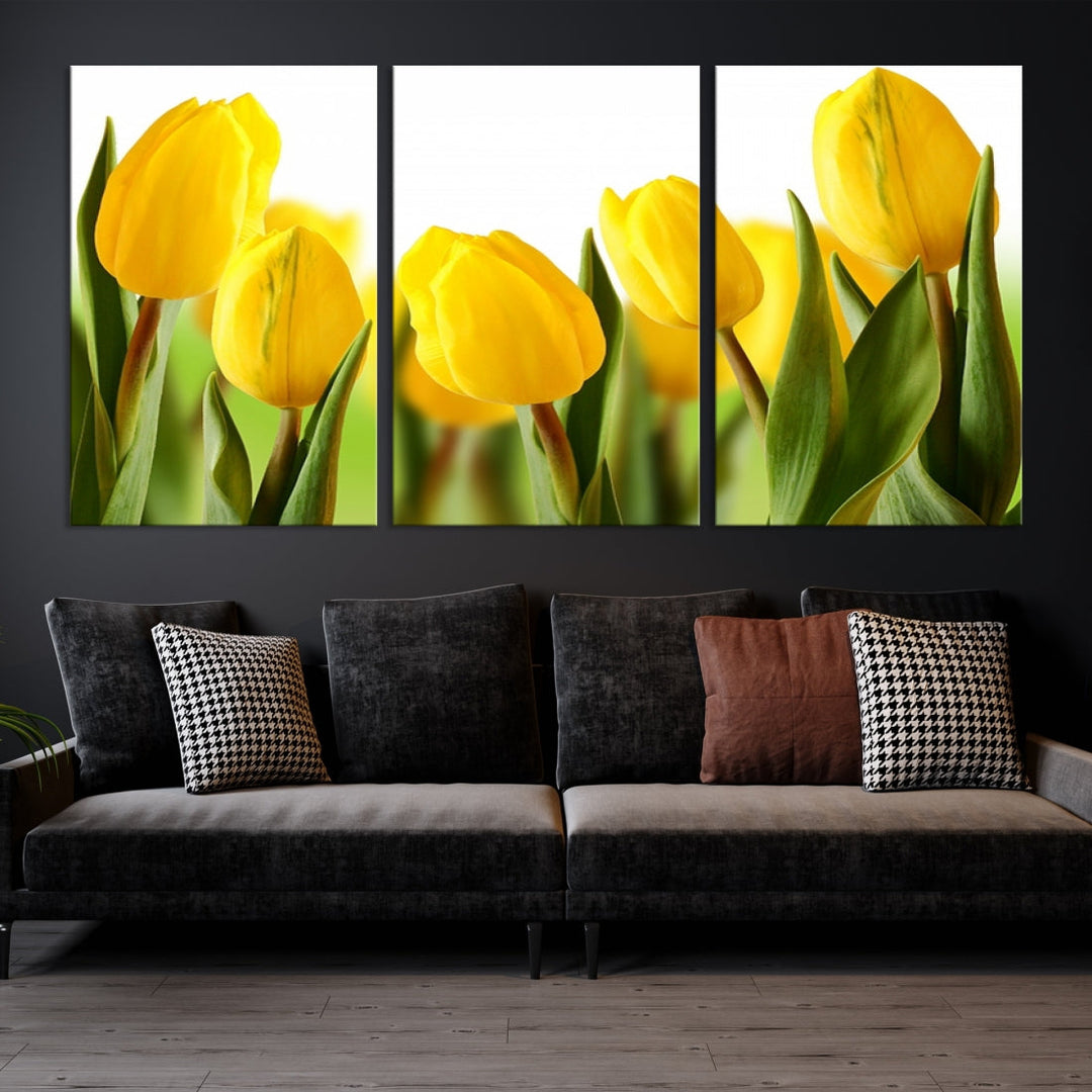 Yellow Tulips Framed Canvas Wall Art Giclee Print