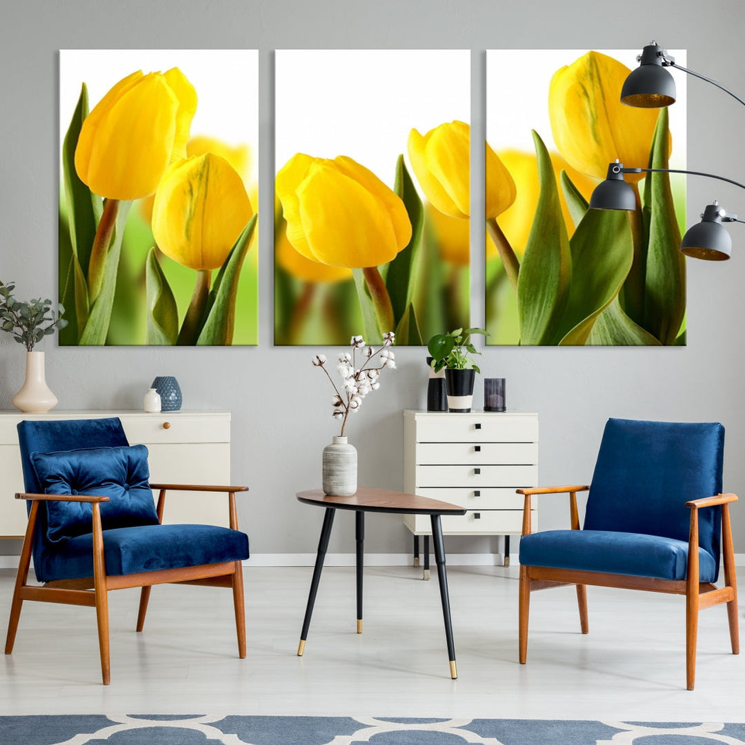 Yellow Tulips Framed Canvas Wall Art Giclee Print