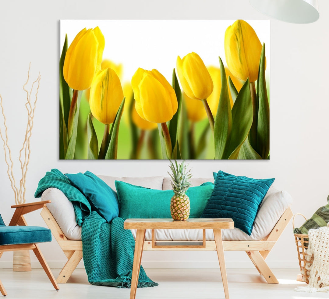 Yellow Tulips Framed Canvas Wall Art Giclee Print