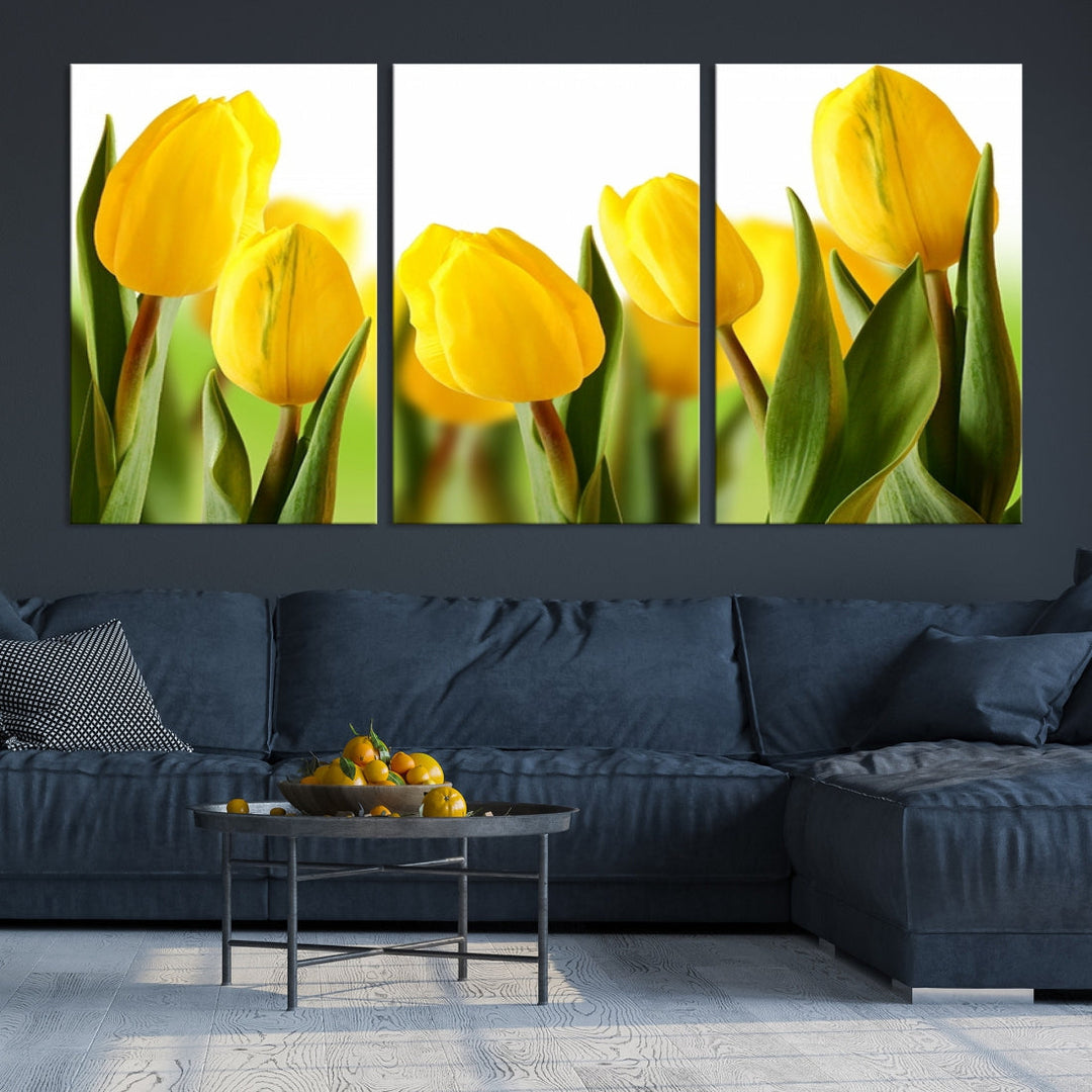 Yellow Tulips Framed Canvas Wall Art Giclee Print