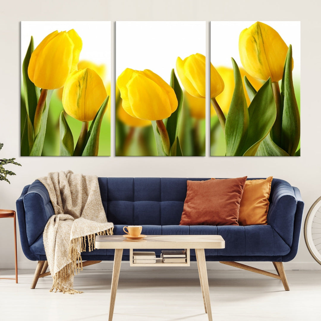 Yellow Tulips Framed Canvas Wall Art Giclee Print