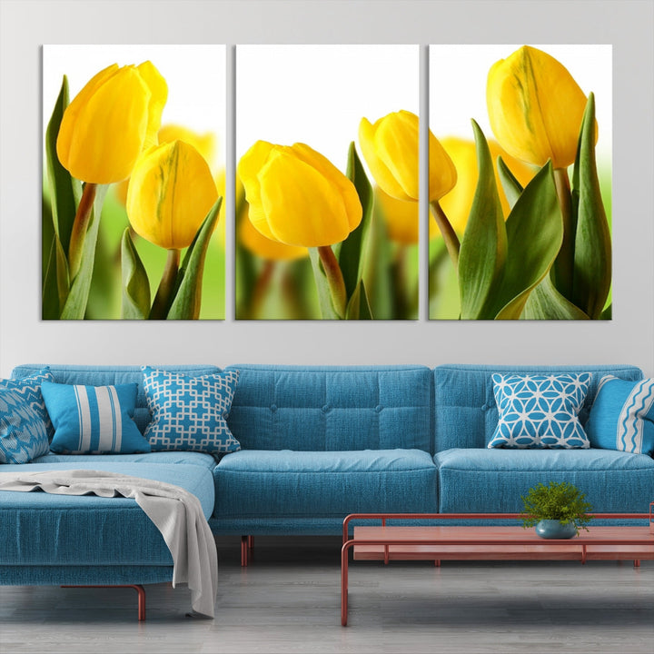 Yellow Tulips Framed Canvas Wall Art Giclee Print