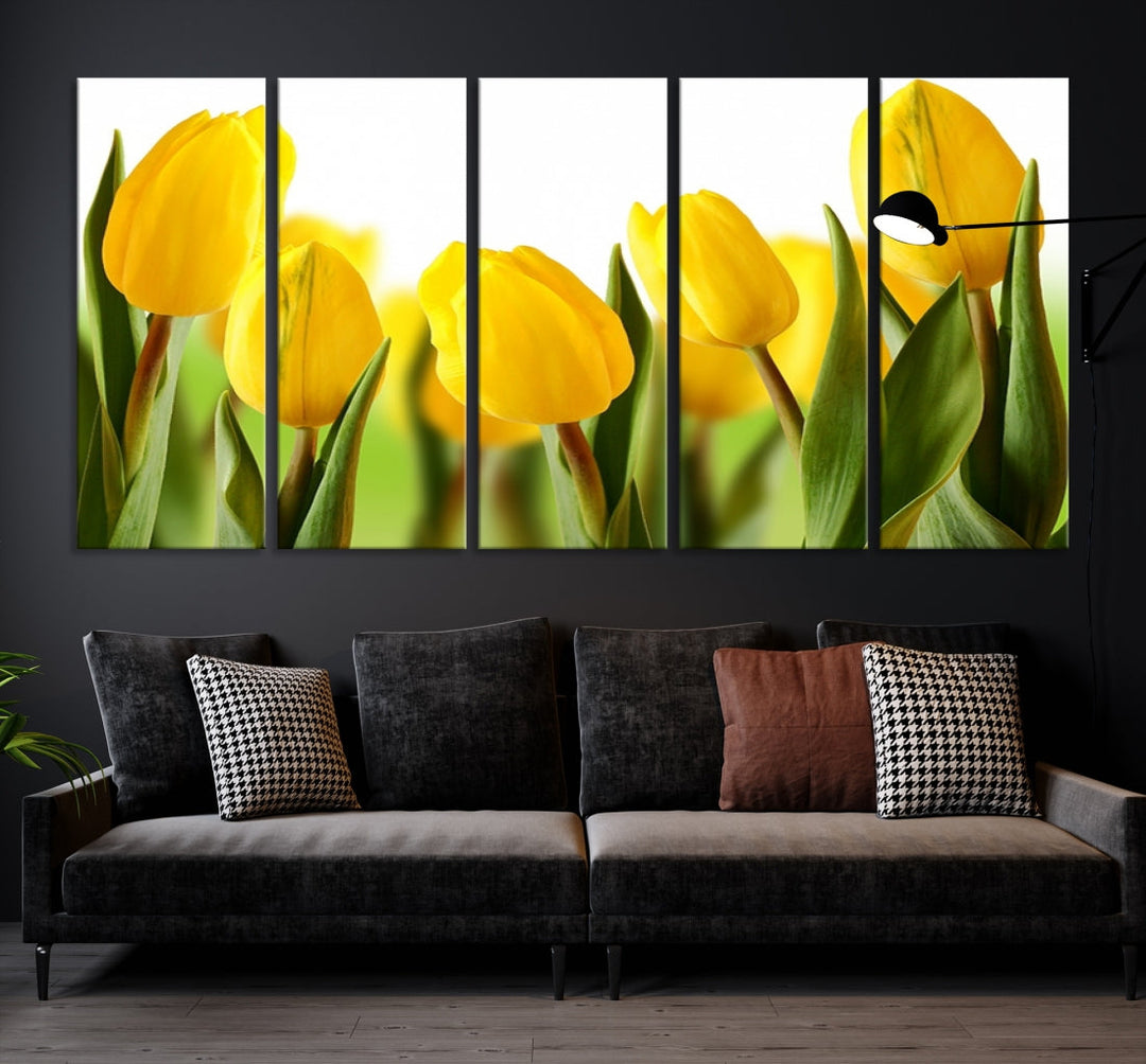 Yellow Tulips Framed Canvas Wall Art Giclee Print