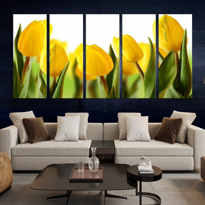 Yellow Tulips Framed Canvas Wall Art Giclee Print