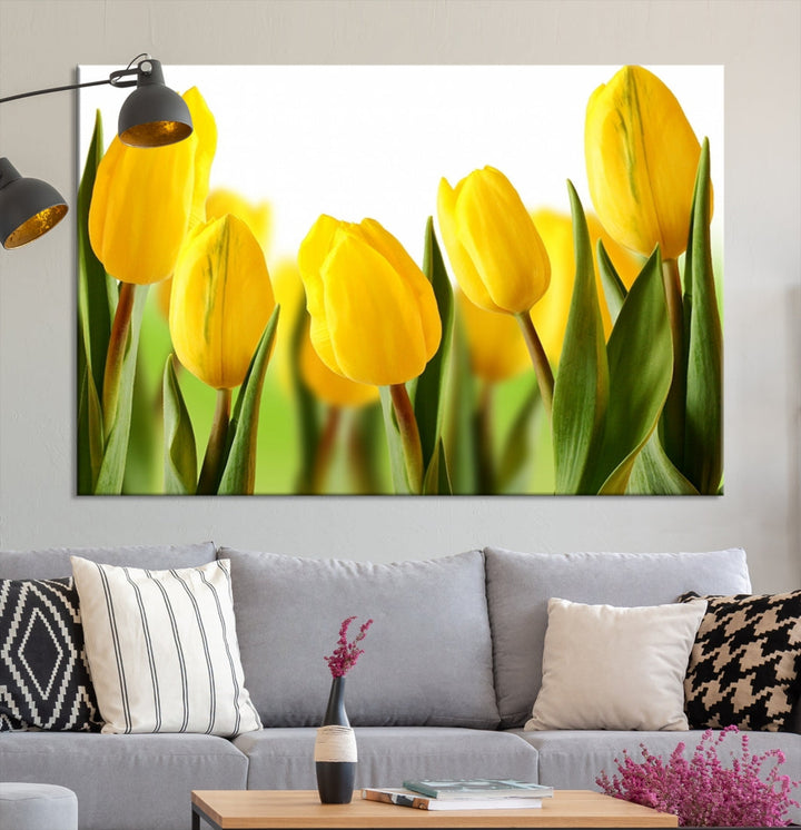 Yellow Tulips Framed Canvas Wall Art Giclee Print