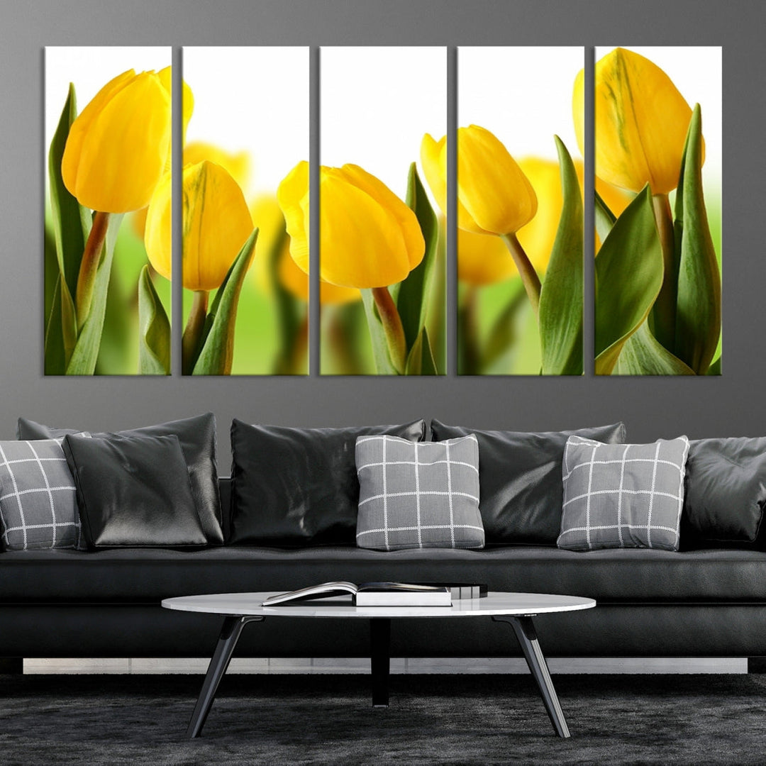 Yellow Tulips Framed Canvas Wall Art Giclee Print