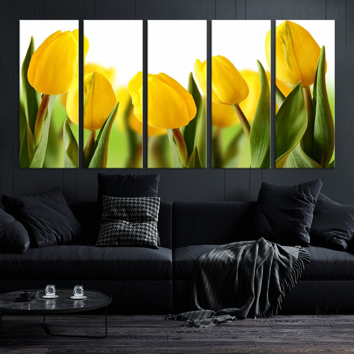 Yellow Tulips Framed Canvas Wall Art Giclee Print