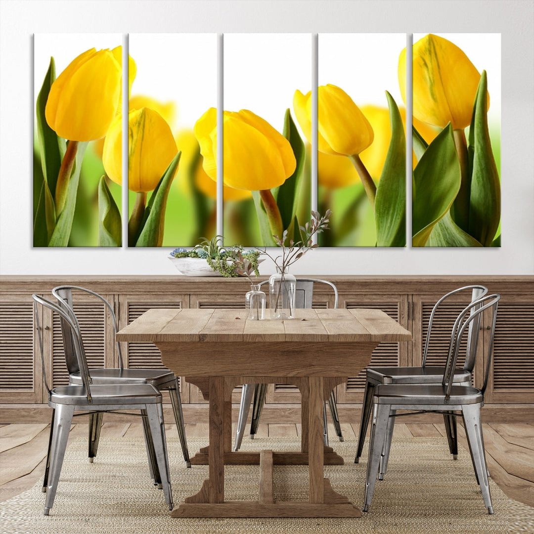 Yellow Tulips Framed Canvas Wall Art Giclee Print