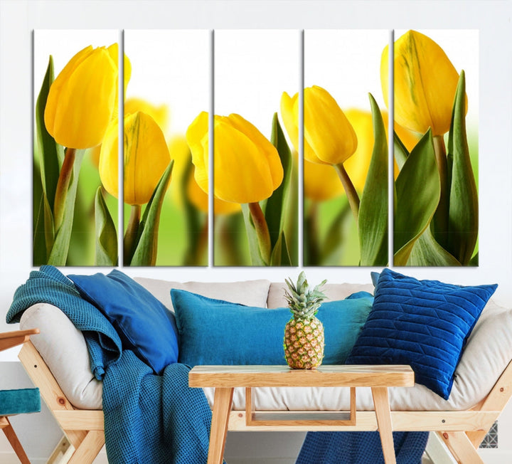 Yellow Tulips Framed Canvas Wall Art Giclee Print