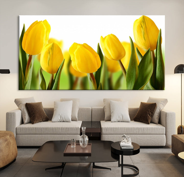 Yellow Tulips Framed Canvas Wall Art Giclee Print