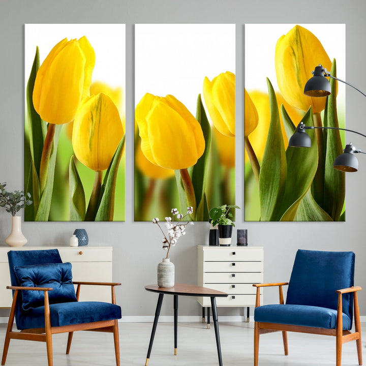 Yellow Tulips Framed Canvas Wall Art Giclee Print