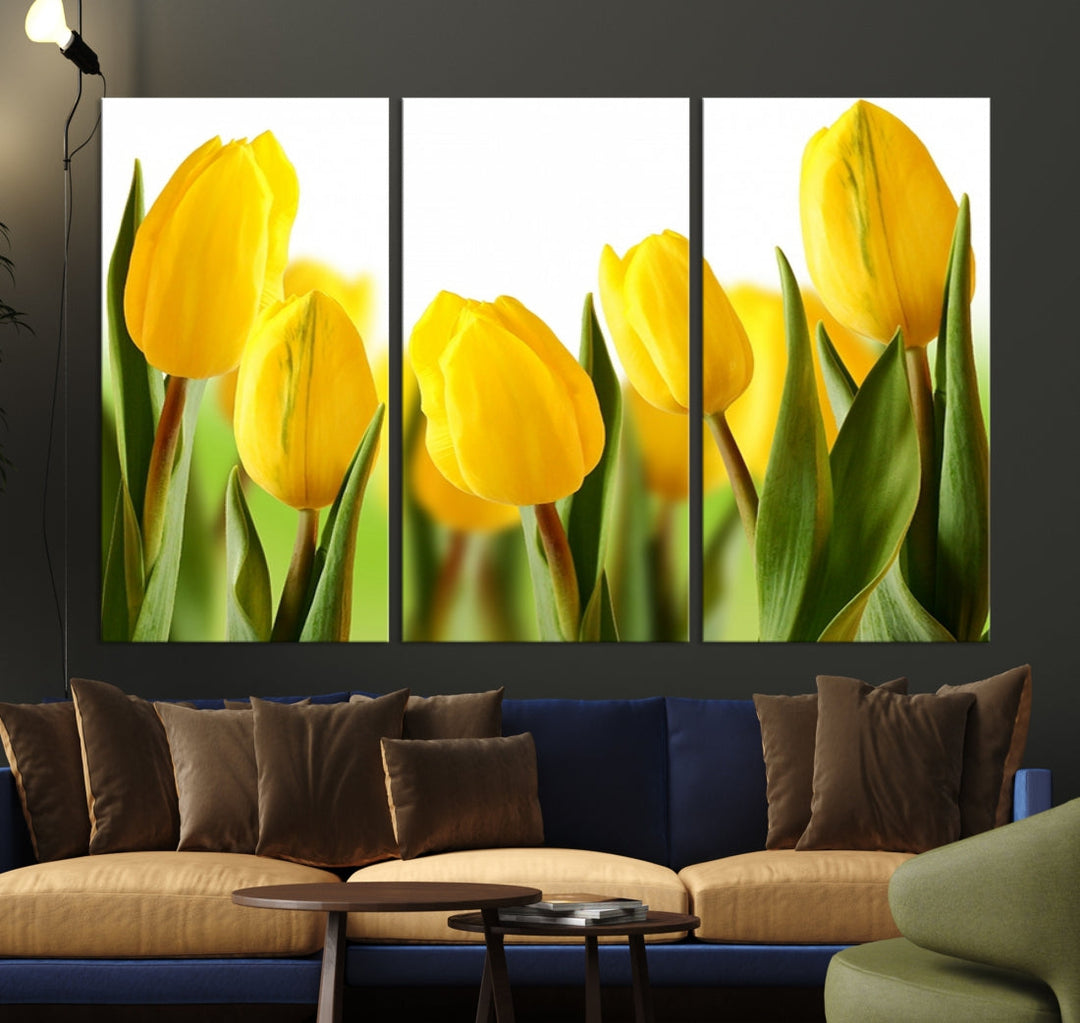 Yellow Tulips Framed Canvas Wall Art Giclee Print