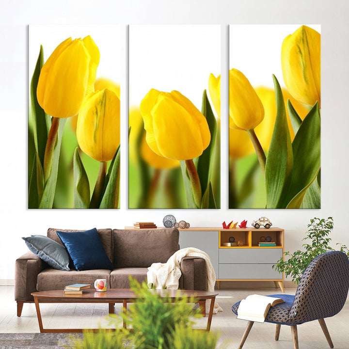 Yellow Tulips Framed Canvas Wall Art Giclee Print